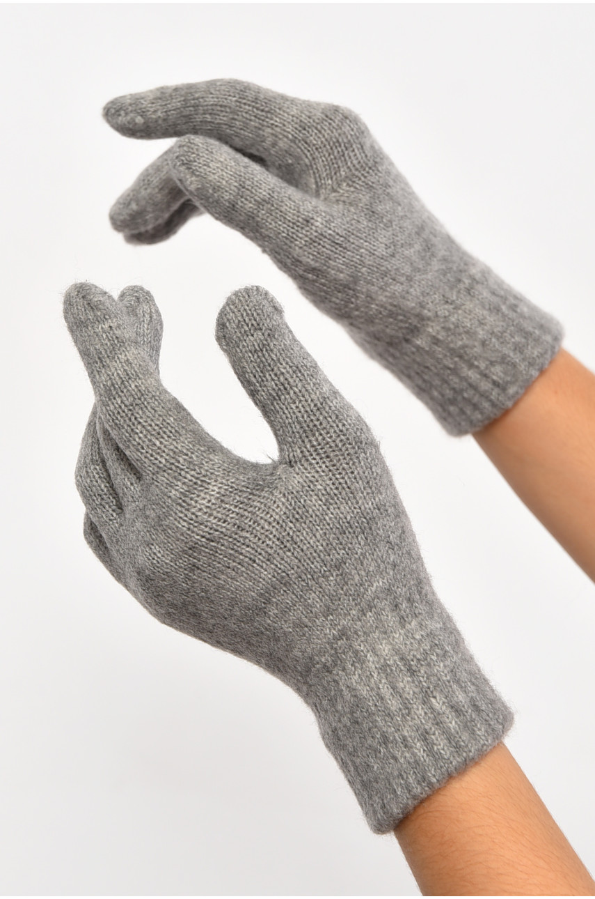 Рукавички жіночі трикотажні з начосом темно-сірого кольору 3841 187414