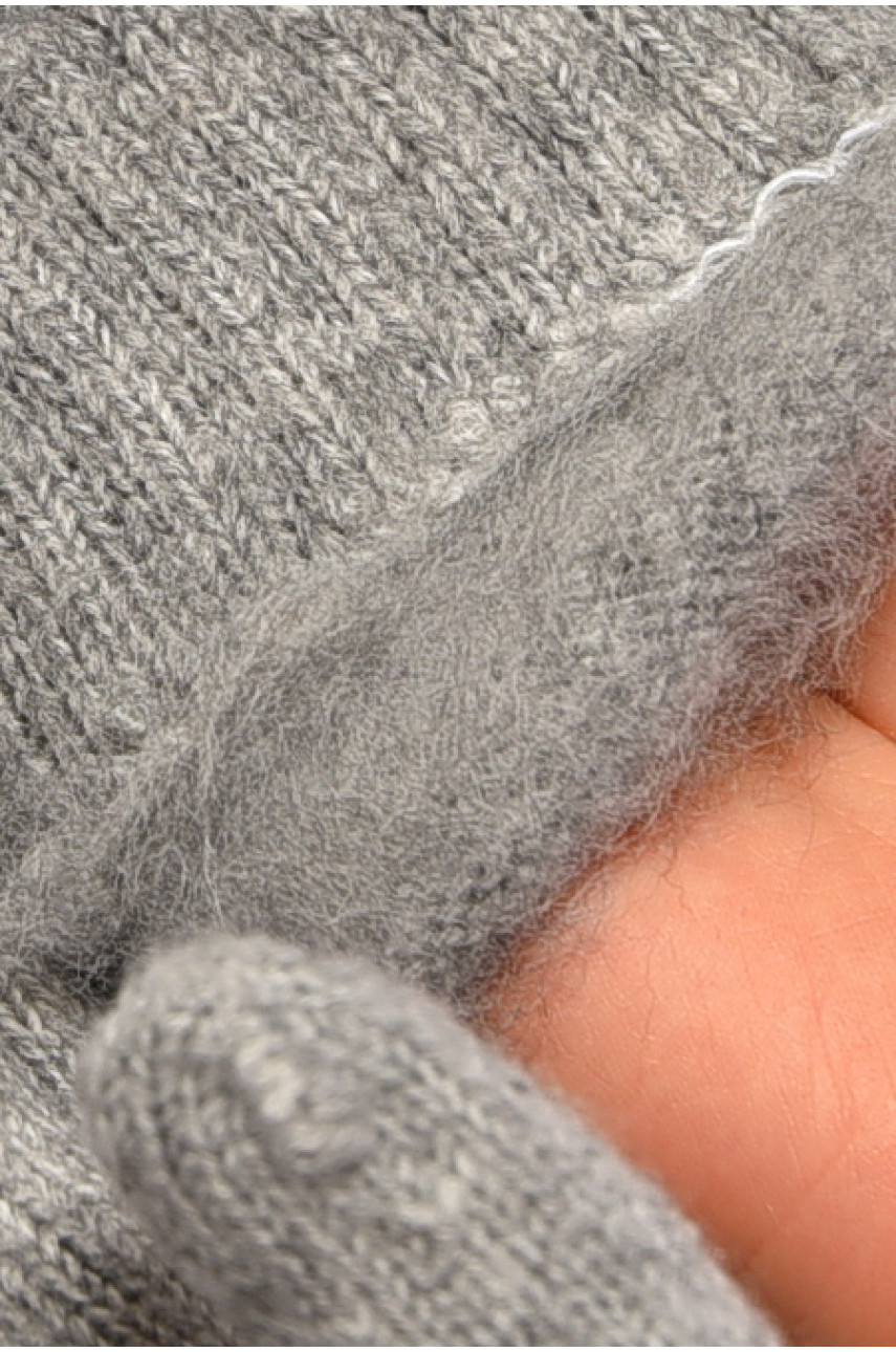 Рукавички жіночі трикотажні з начосом темно-сірого кольору 3841 187414