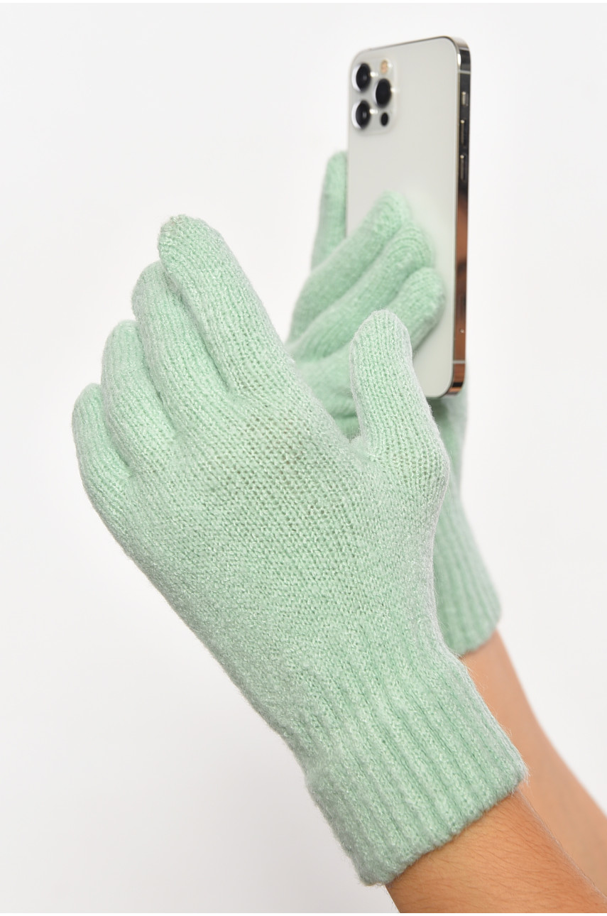Рукавички жіночі трикотажні з начосом м'ятного кольору 3841 187415 Рукавички жіночі трикотажні з начосом м'ятного кольору 3841 187415