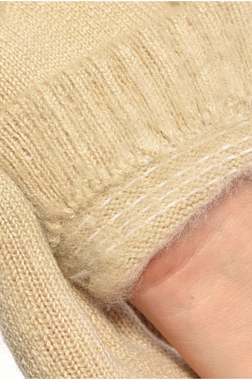 Рукавички жіночі трикотажні з начосом бежевого кольору 3841 187417 Рукавички жіночі трикотажні з начосом бежевого кольору 3841 187417