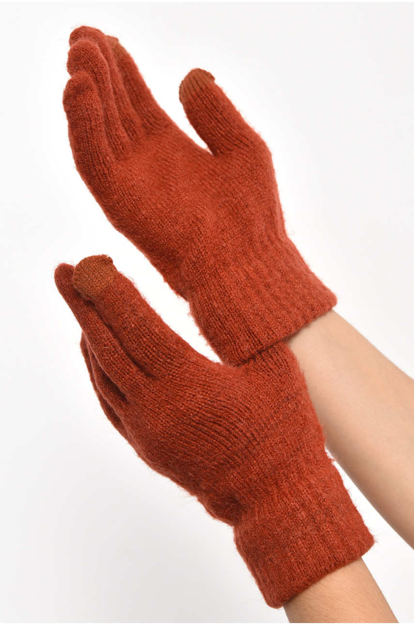 Перчатки женские трикотажные сенсорные терракотового цвета 3840 187420