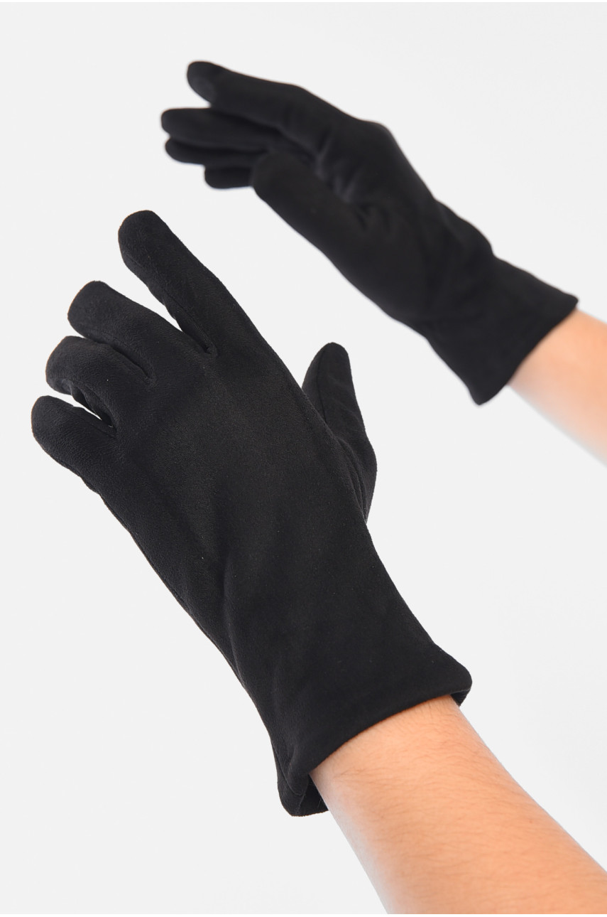 Перчатки женские замшевые на искусственном меху сенсорные черного цвета 012 187435