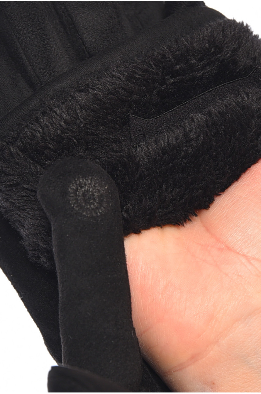 Перчатки женские замшевые на искусственном меху сенсорные черного цвета 012 187435