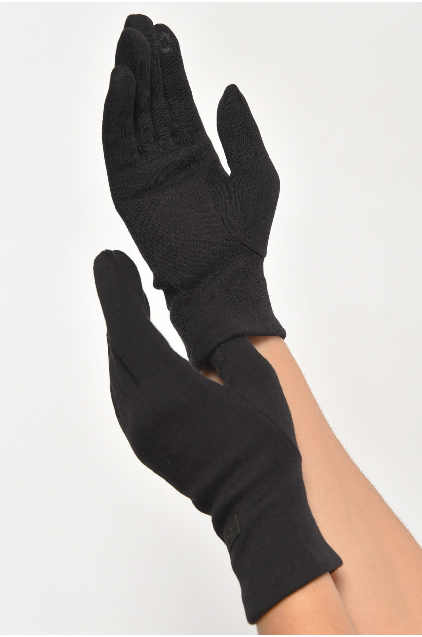 Перчатки женские сенсорные с начесом черного цвета а01 187439