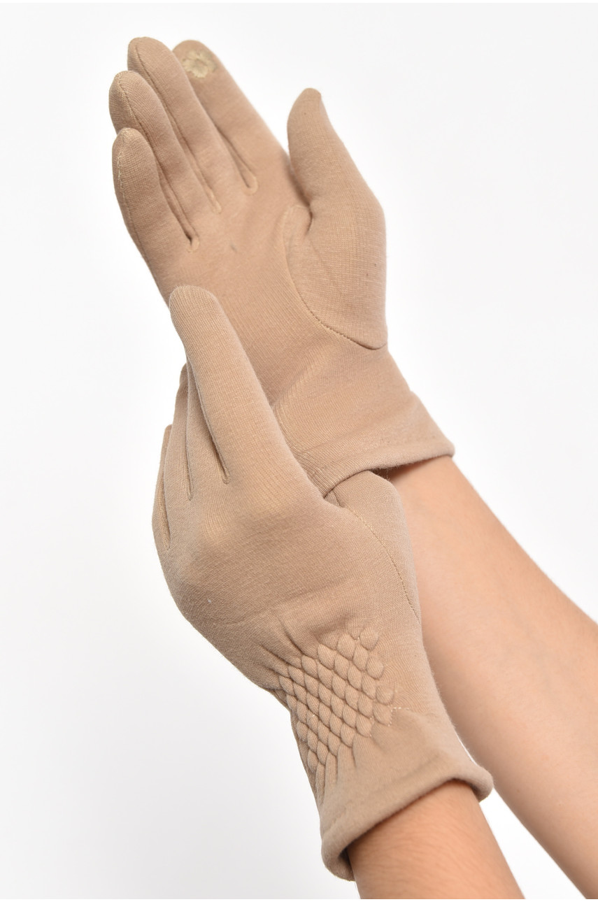 Рукавички жіночі сенсорні з начісом бежевого кольору а0-11 187442 Рукавички жіночі сенсорні з начісом бежевого кольору а0-11 187442