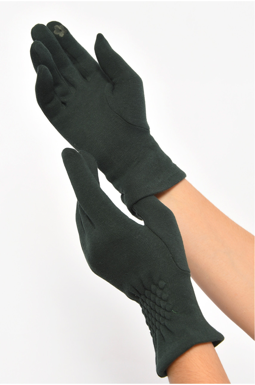 Перчатки женские сенсорные с начесом темно-зеленого цвета а0-11 187443 Перчатки женские сенсорные с начесом темно-зеленого цвета а0-11 187443