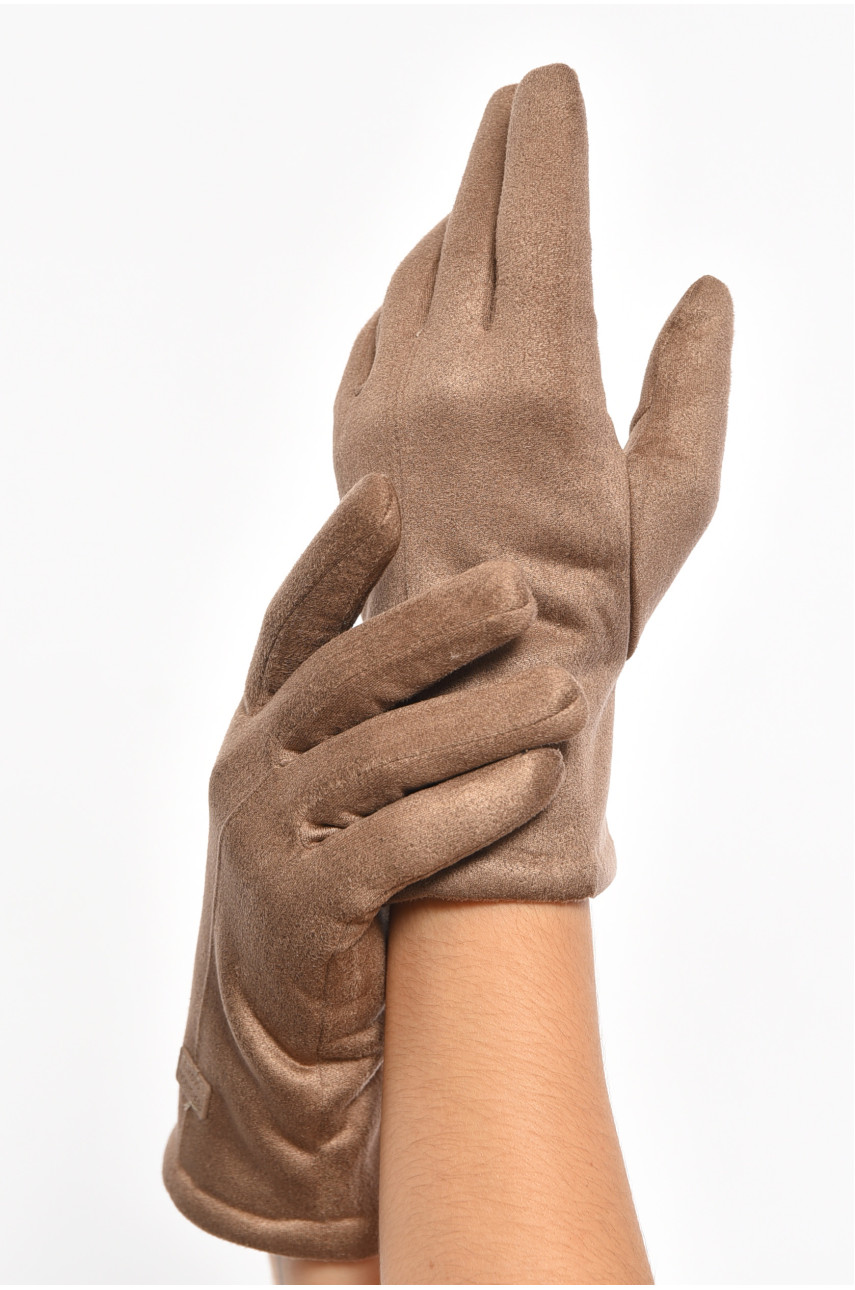 Перчатки женские замшевые на искусственном меху сенсорные цвета мокко 2-53 187453