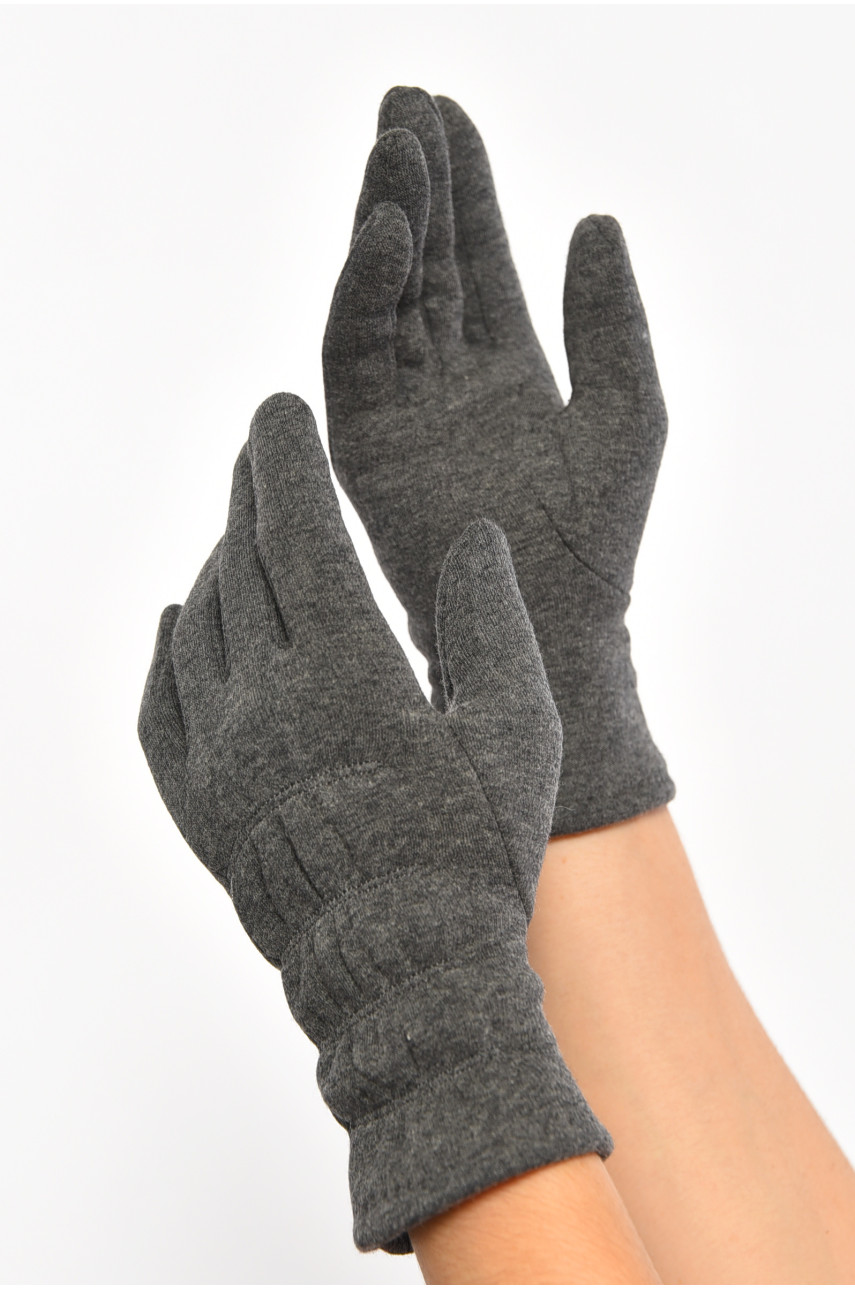 Перчатки женские на искусственном меху темно-серого цвета а012 187465