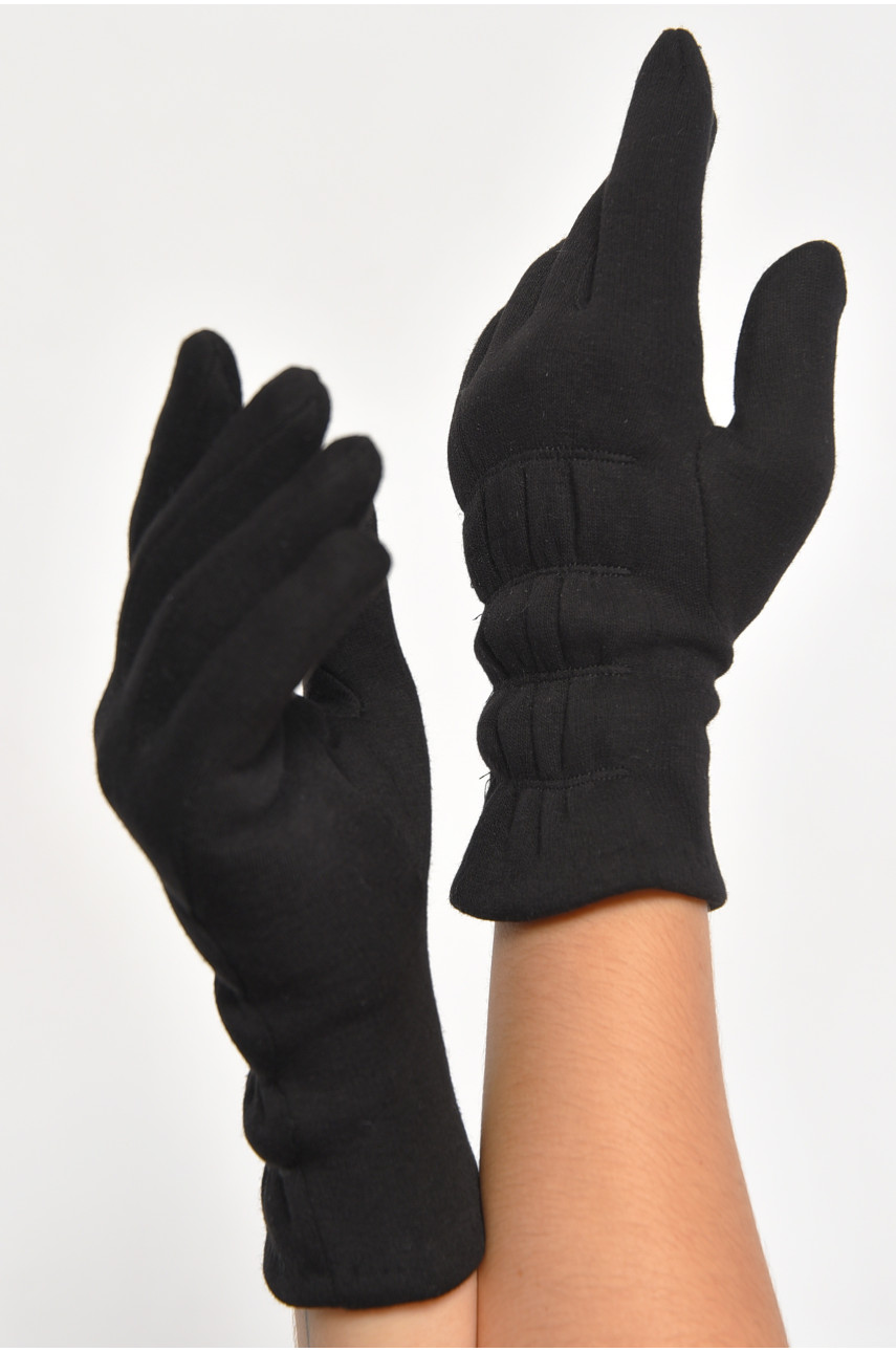 Перчатки женские на искусственном меху черного цвета а012 187467