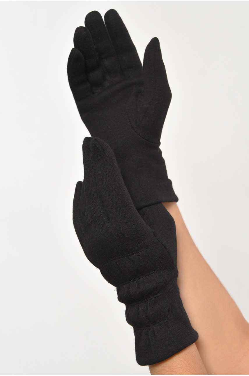 Перчатки женские на искусственном меху черного цвета а012 187467