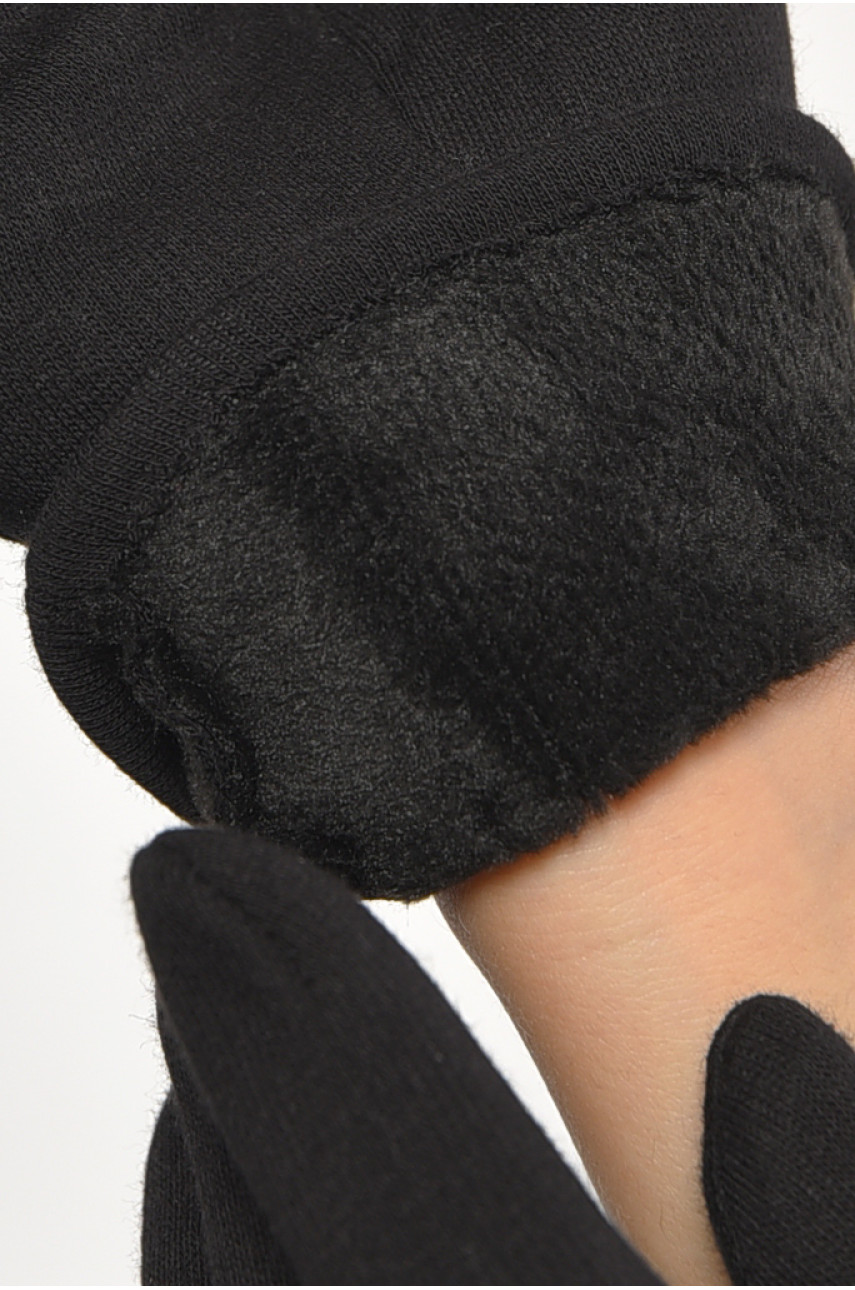 Перчатки женские на искусственном меху черного цвета а012 187467