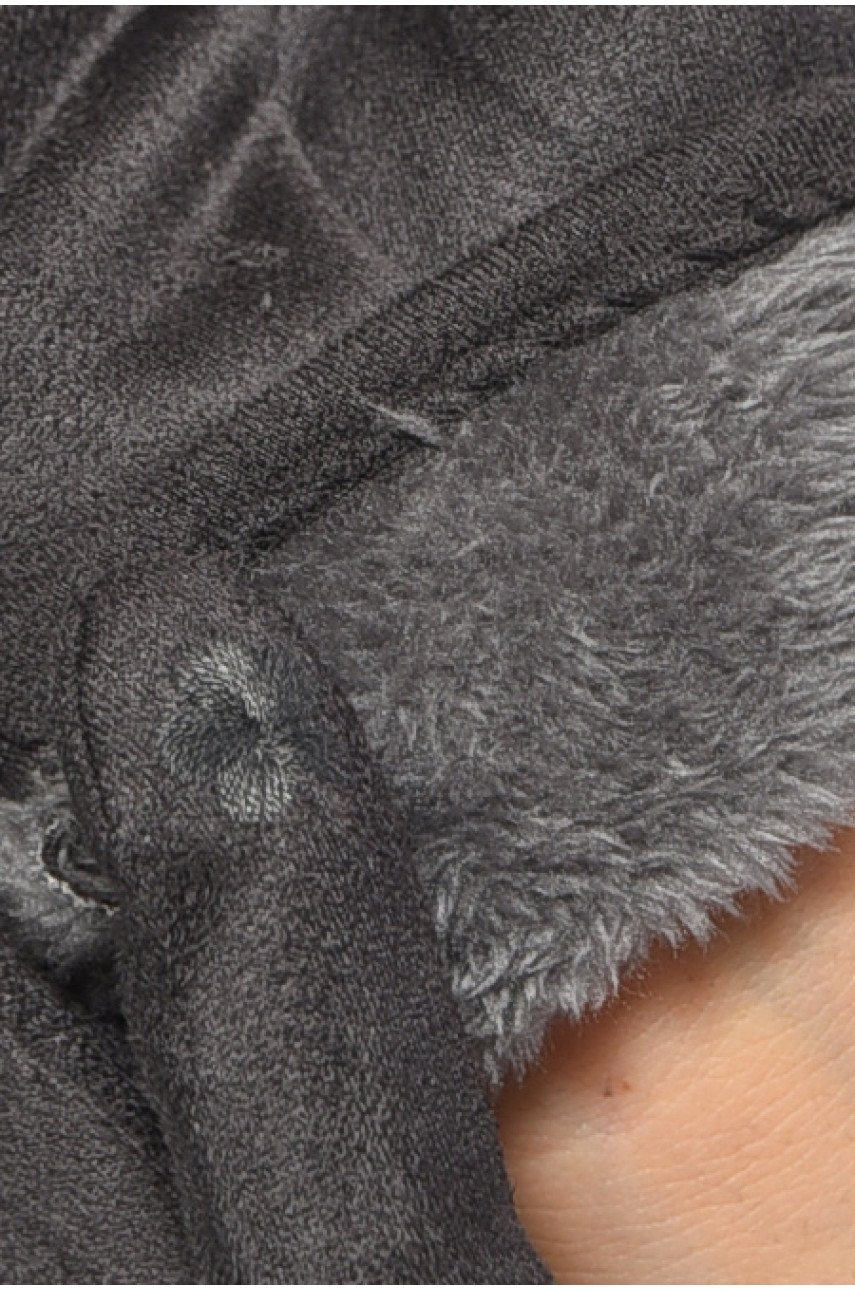 Перчатки женские замшевые на искусственном меху сенсорные темно-серого цвета 2-54 187469