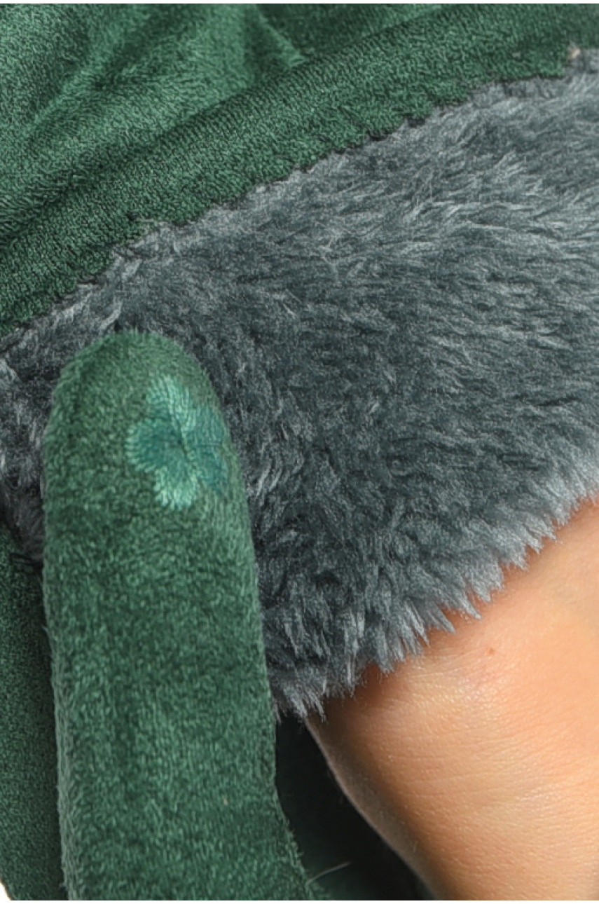 Перчатки женские замшевые на искусственном меху сенсорные зеленого цвета 2-54 187470