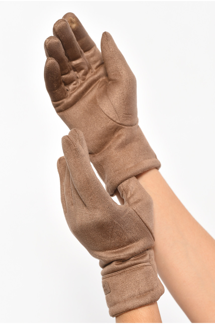 Перчатки женские замшевые на искусственном меху сенсорные цвета мокко 2-54 187472