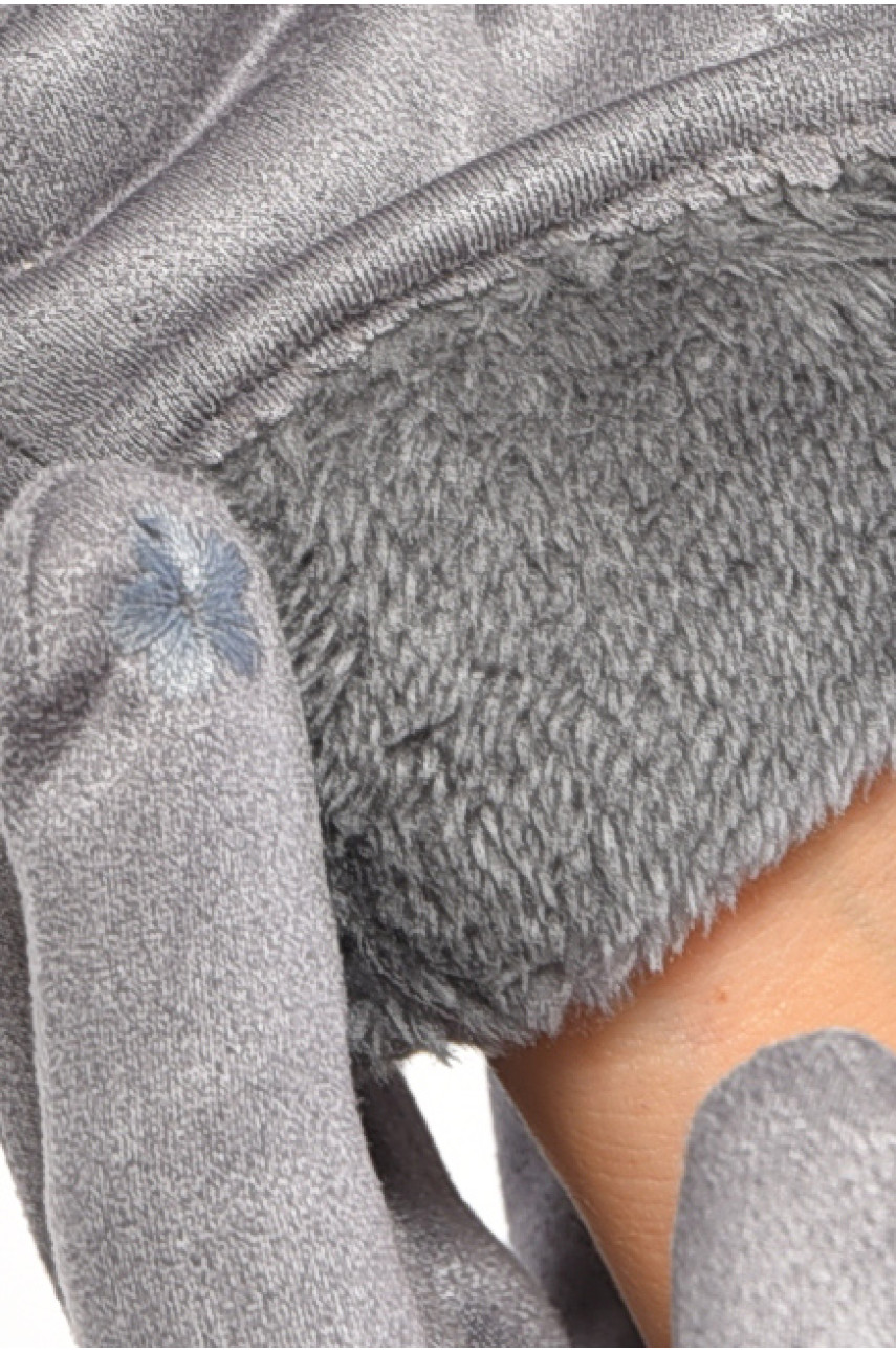 Перчатки женские замшевые на искусственном меху сенсорные серого цвета 2-54 187474