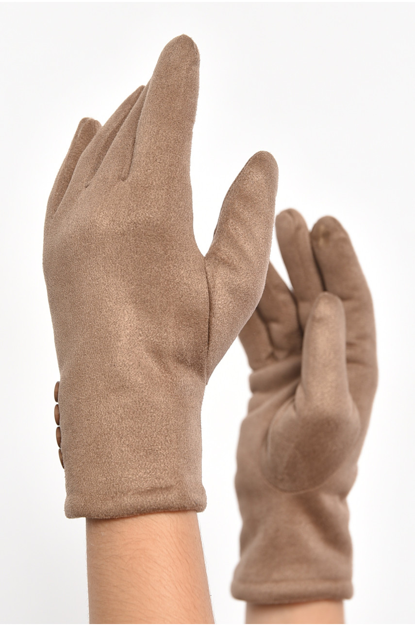 Перчатки женские замшевые на искусственном меху сенсорные цвета мокко 2-52 187479