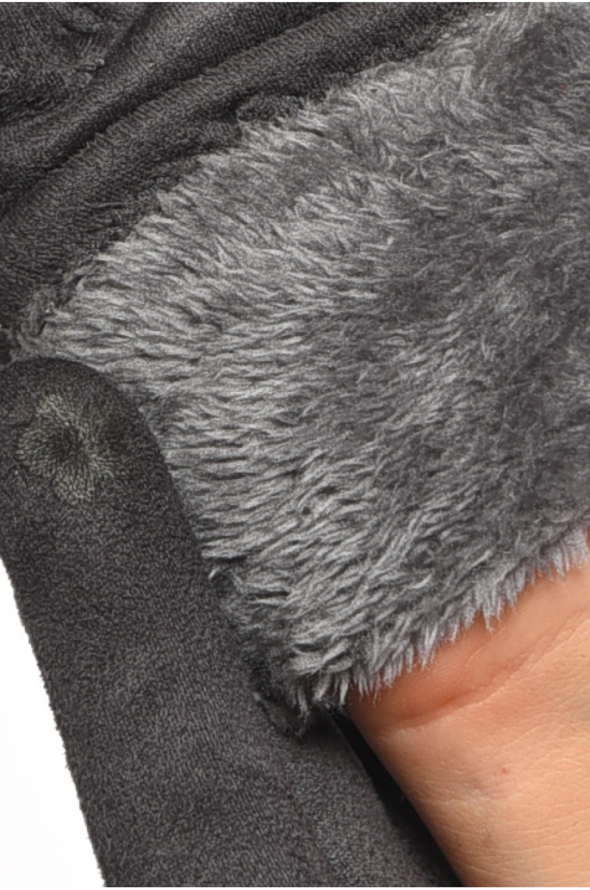 Перчатки женские замшевые на искусственном меху сенсорные темно-серого цвета 2-51 187482