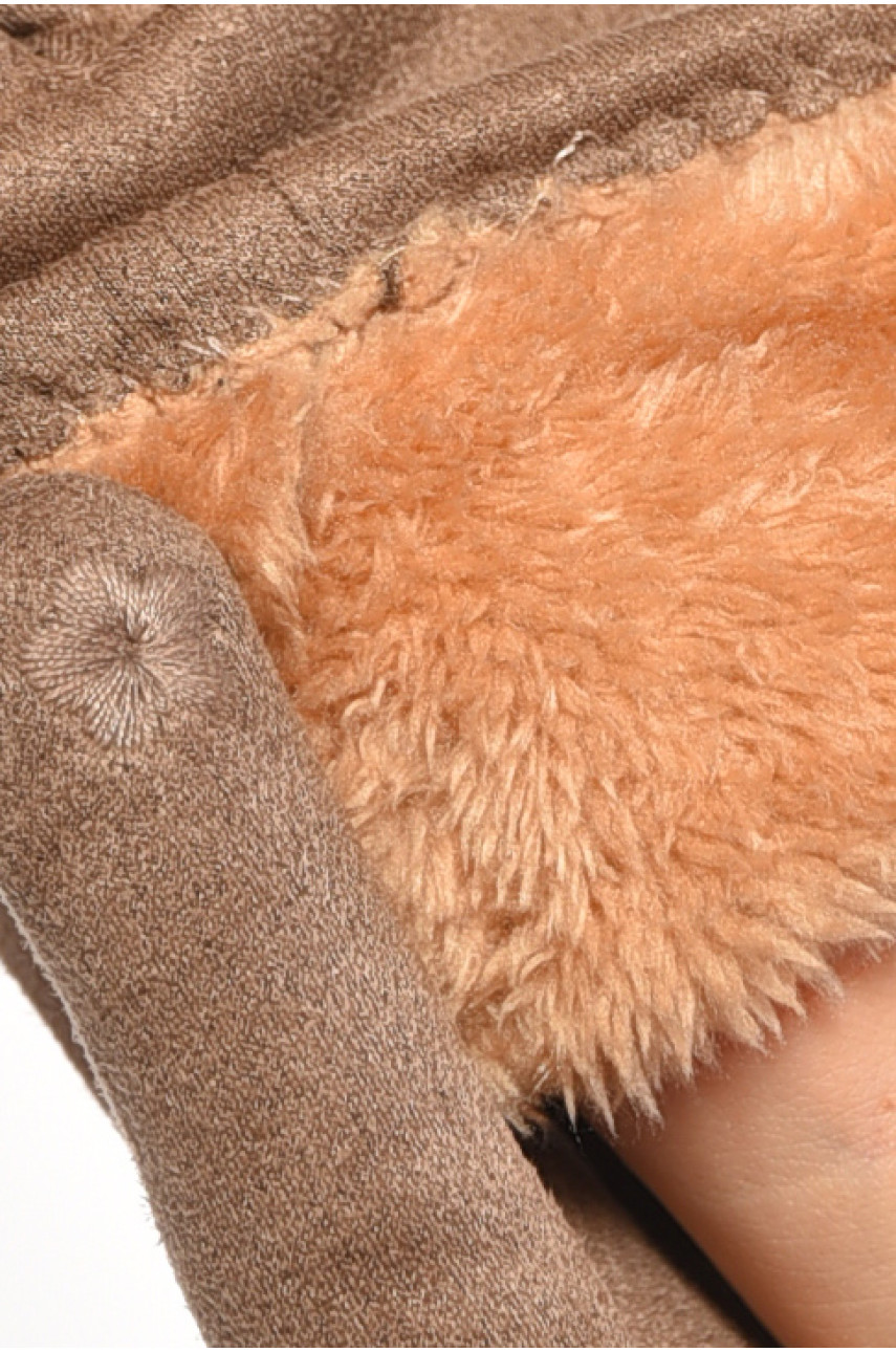 Перчатки женские замшевые на искусственном меху сенсорные цвета мокко 2-51 187484