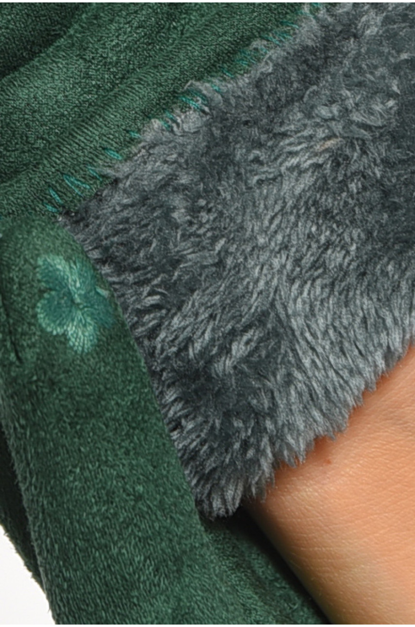 Перчатки женские замшевые на искусственном меху сенсорные зеленого цвета 2-57 187494