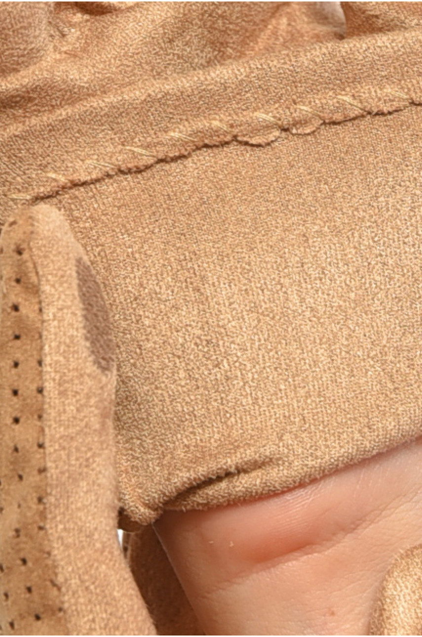 Рукавички жіночі текстильні сенсорні гірчичного кольору 187499