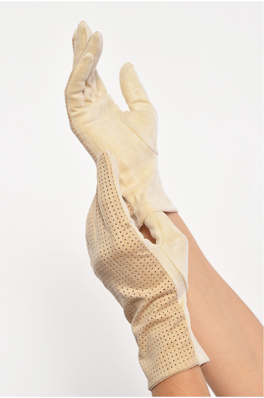 Перчатки женские текстильные  сенсорные молочного цвета 187501