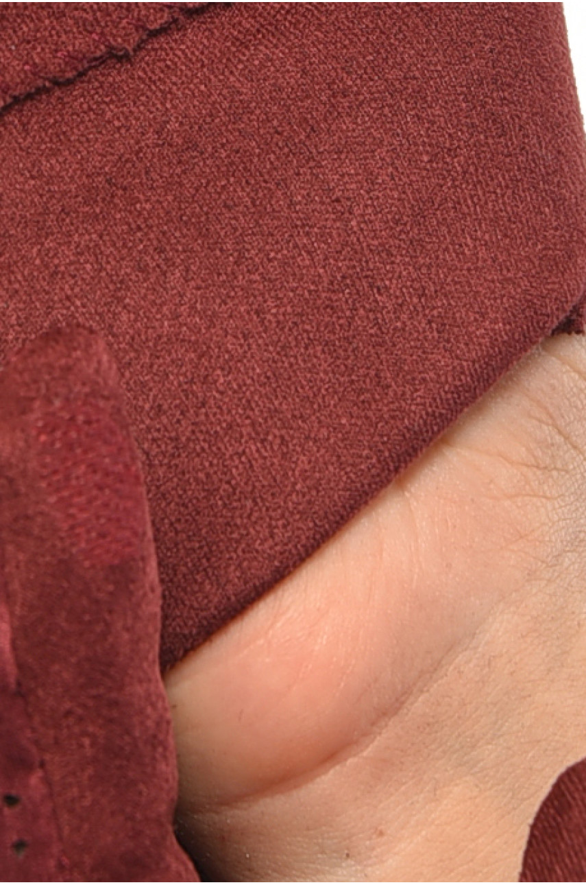 Перчатки женские текстильные  сенсорные бордового цвета 187507