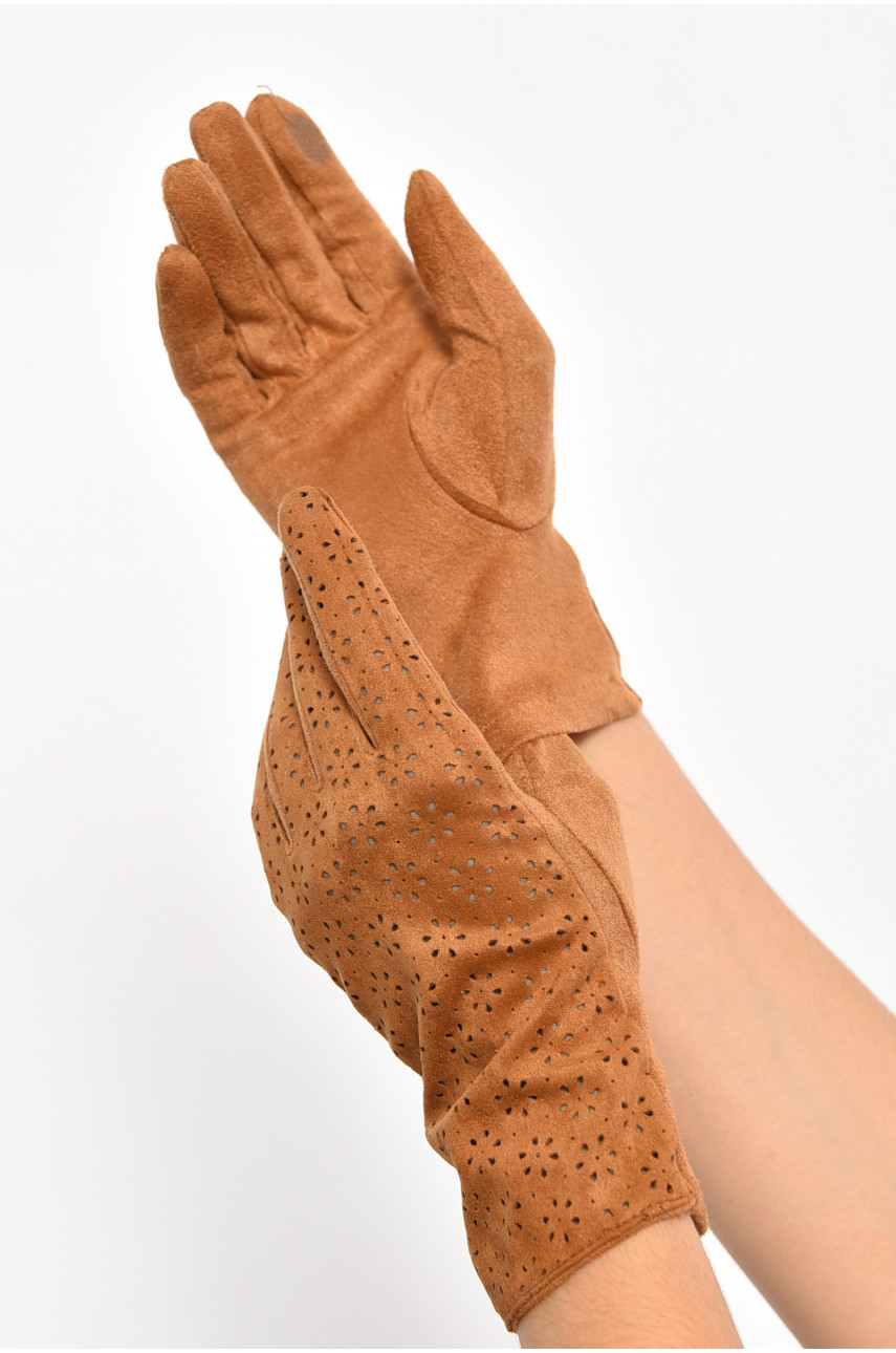 Перчатки женские текстильные  сенсорные терракотового цвета 187510