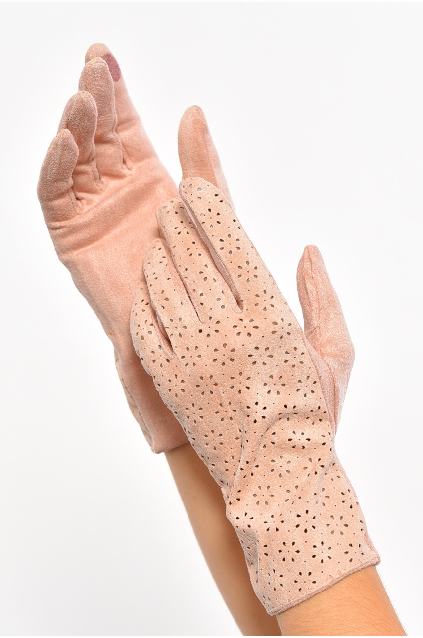 Перчатки женские текстильные  сенсорные розового цвета 187512