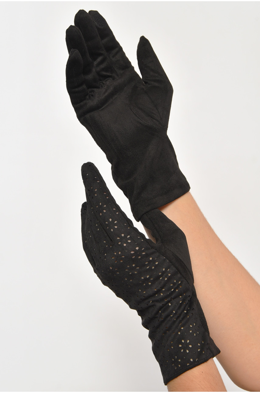 Перчатки женские текстильные  сенсорные черного цвета 187515