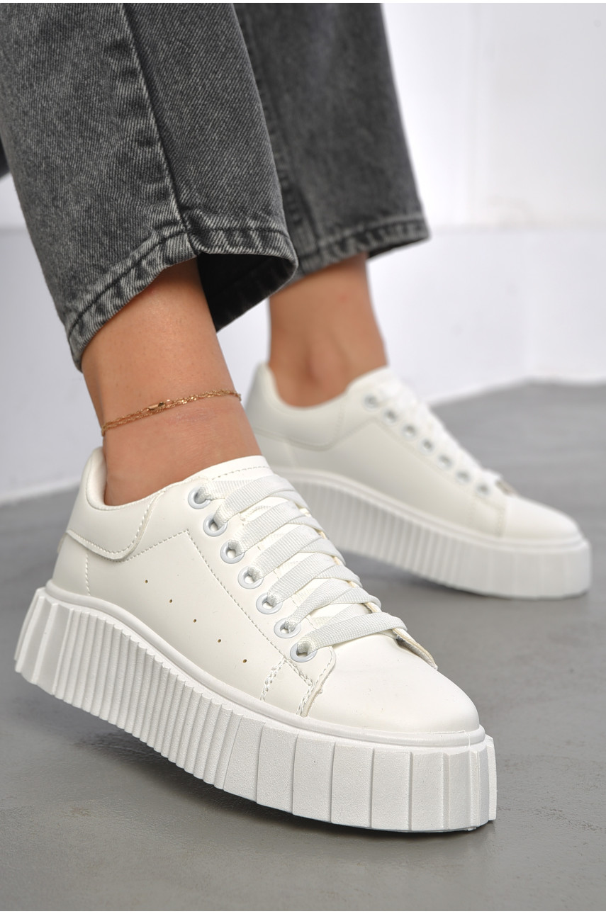 Кросівки жіночі білого кольору на шнурівці 016-1 187539 Кросівки жіночі білого кольору на шнурівці 016-1 187539