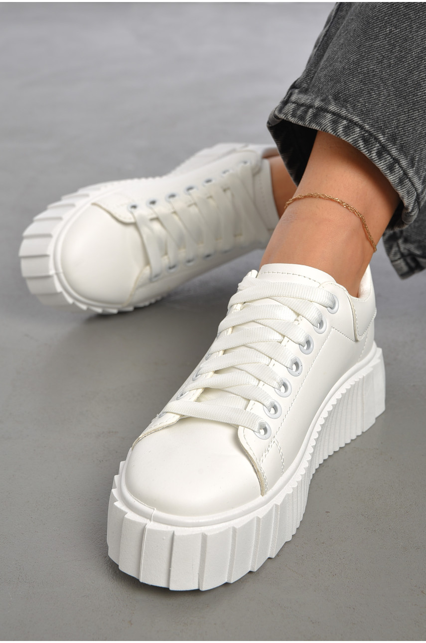 Кросівки жіночі білого кольору на шнурівці 016-1 187539 Кросівки жіночі білого кольору на шнурівці 016-1 187539