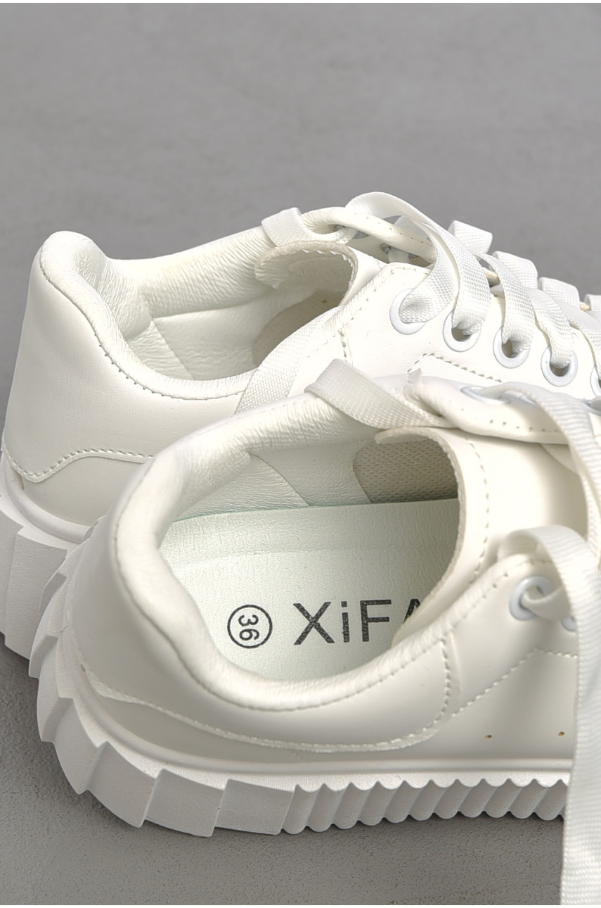 Кросівки жіночі білого кольору на шнурівці 016-1 187539 Кросівки жіночі білого кольору на шнурівці 016-1 187539