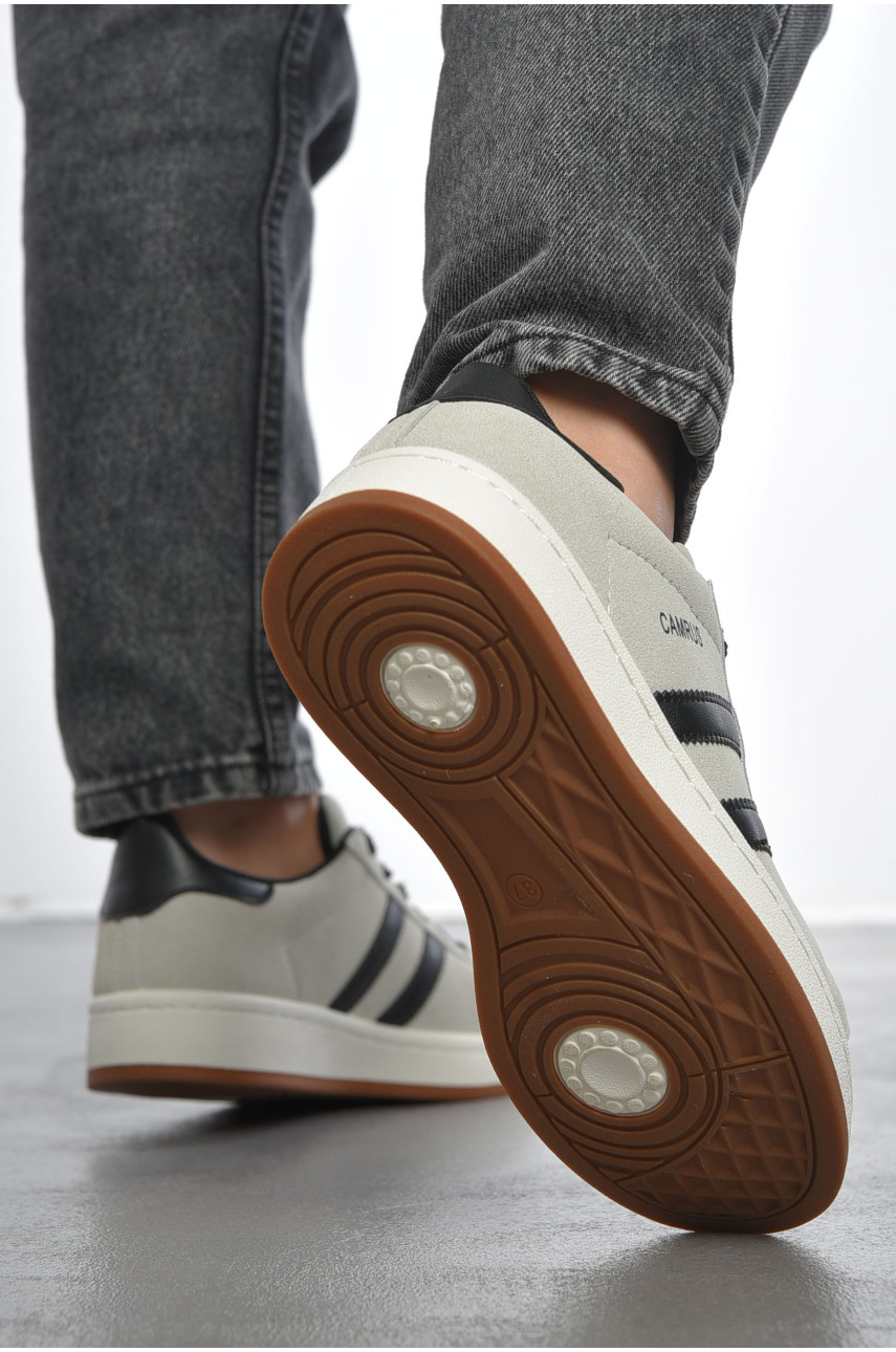 Кроссовки женские светло-серого цвета на шнуровке замша 139-5 187543