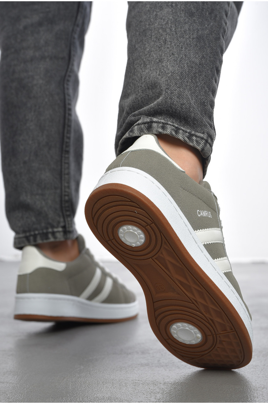 Кроссовки женские серого цвета на шнуровке замша 139-8 187545