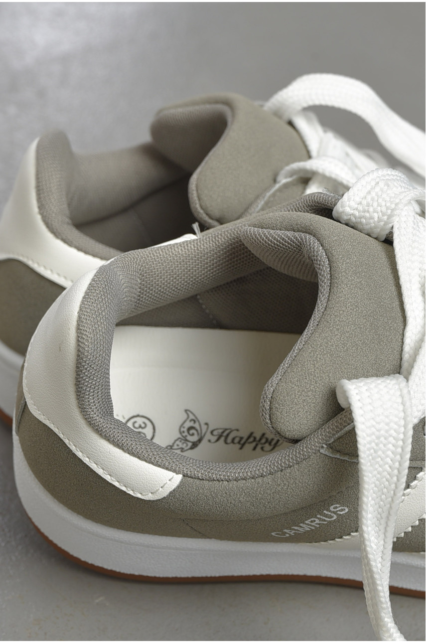 Кроссовки женские серого цвета на шнуровке замша 139-8 187545