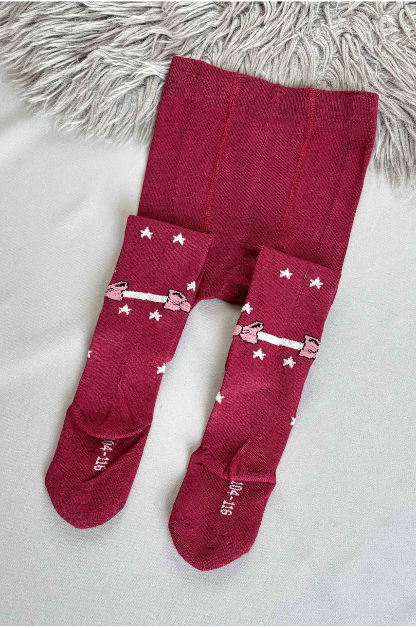 Колготы детские для девочки бордового цвета 34-1 187604