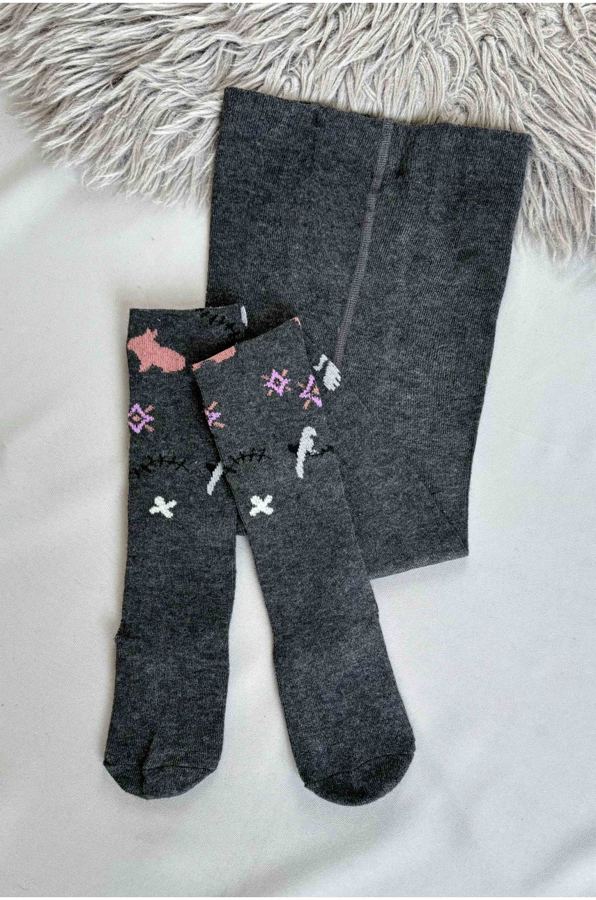 Колготы детские для девочки темно-серого цвета 29-3 187616