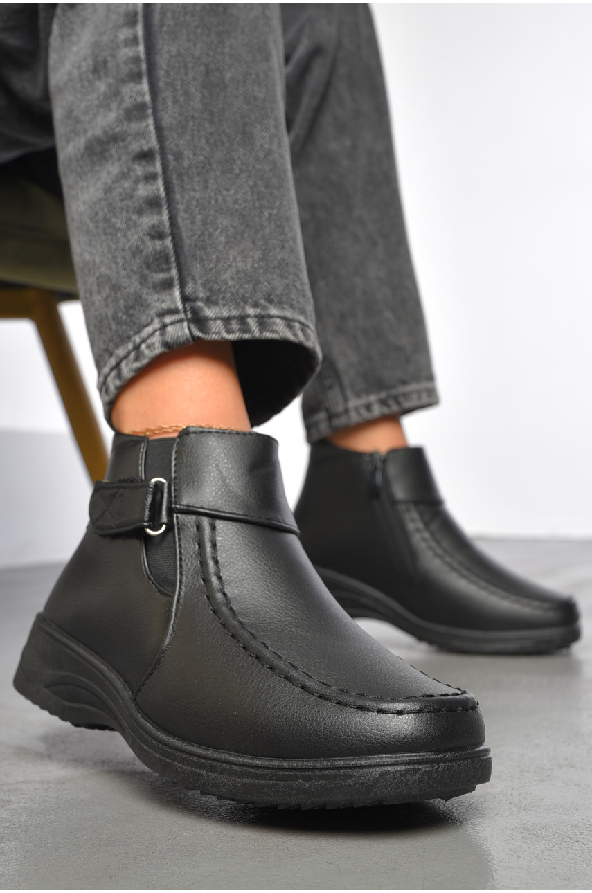 Ботинки женские демисезонные черного цвета на молнии w3-d25 187650