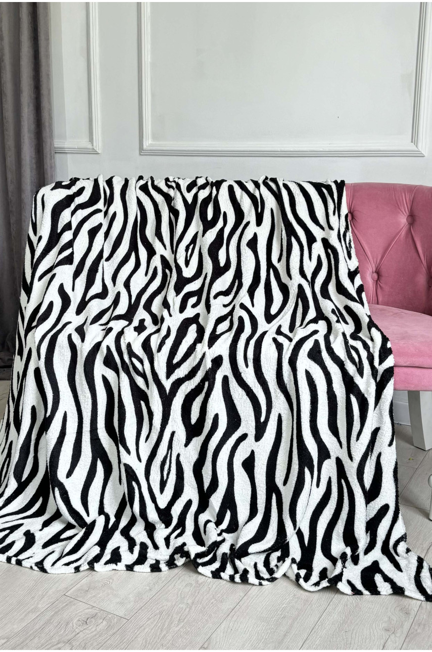 Плед черно-белого цвета с принтом размер 180*220 187659