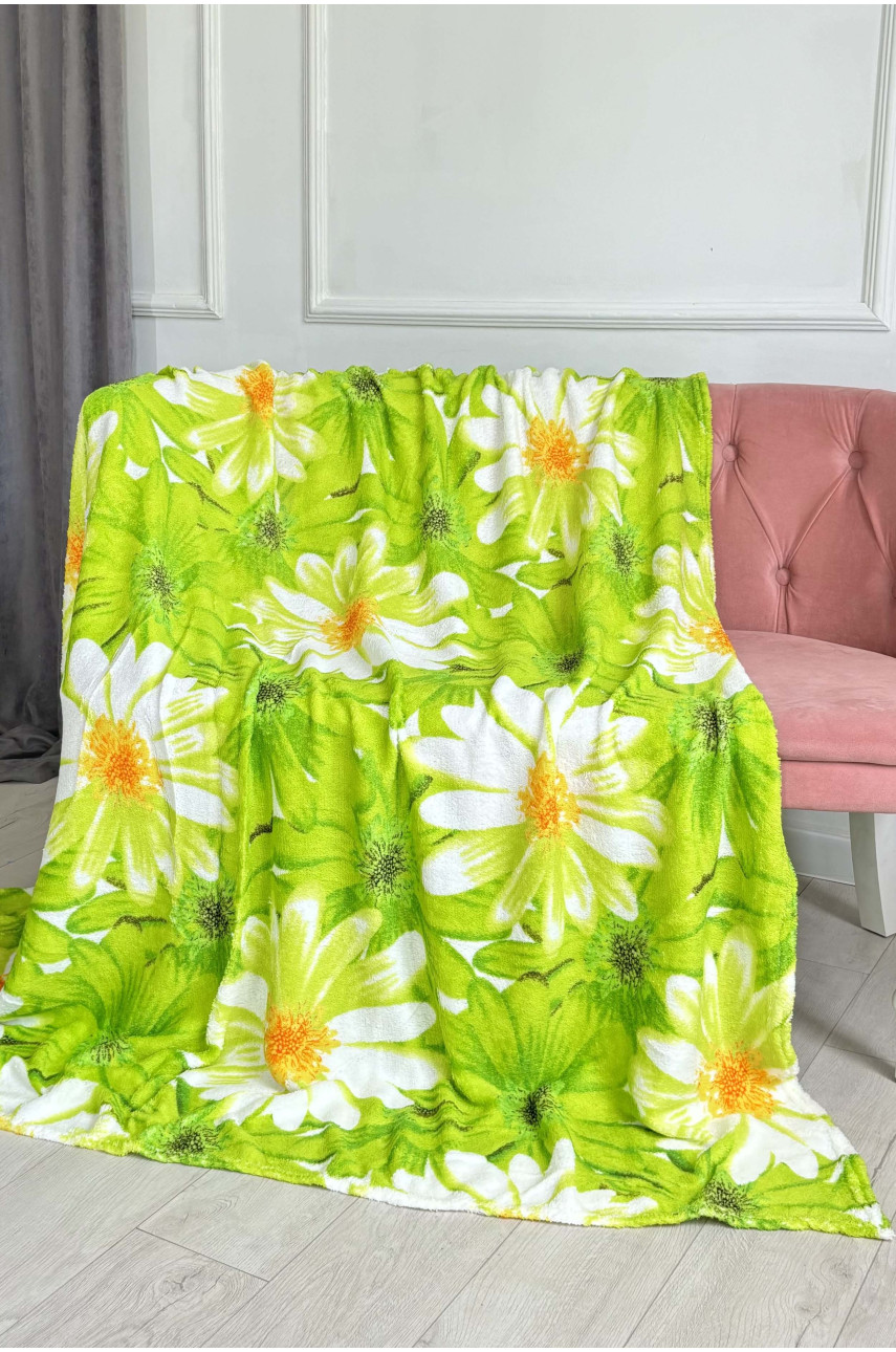 Плед салатового цвета с принтом размер 180*220 187660 Плед салатового цвета с принтом размер 180*220 187660