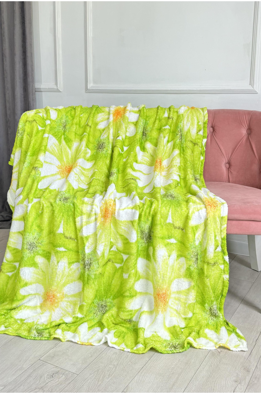 Плед салатового цвета с принтом размер 180*220 187660 Плед салатового цвета с принтом размер 180*220 187660