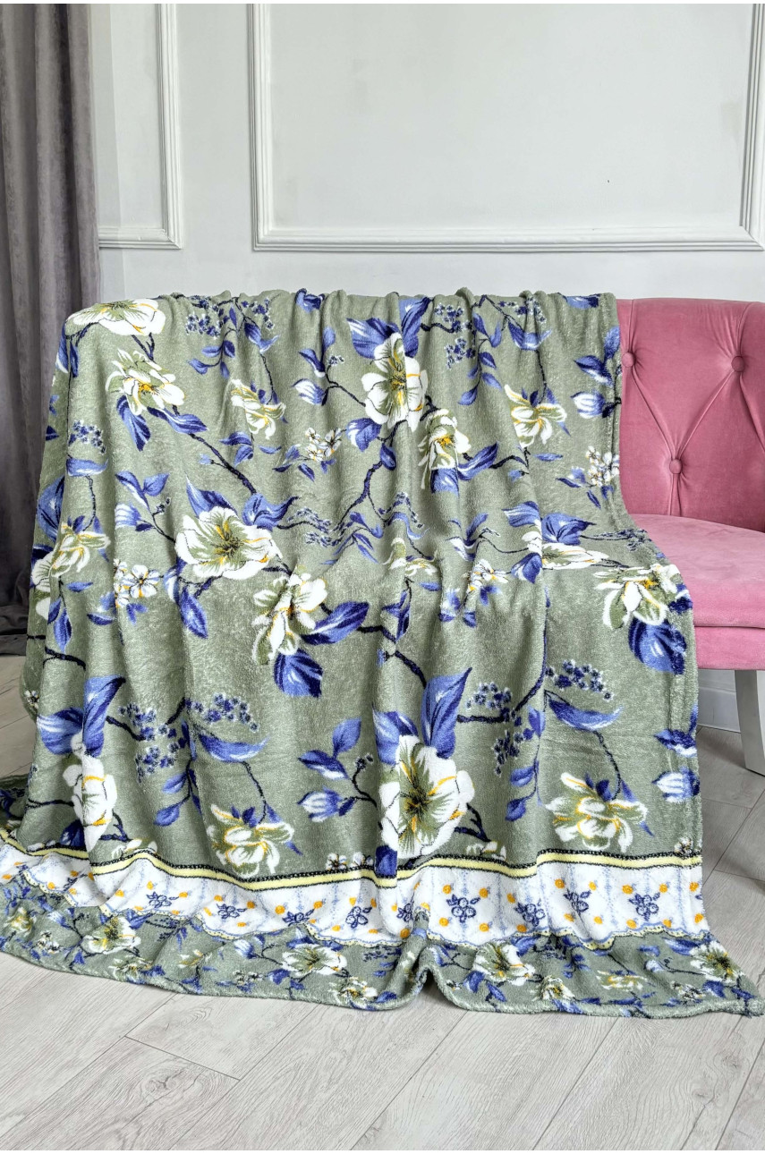 Плед зеленого цвета с принтом размер 180*220 187661