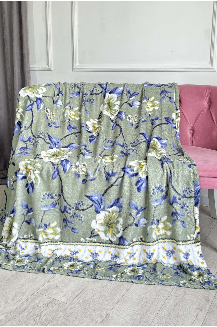 Плед зеленого цвета с принтом размер 180*220 187661