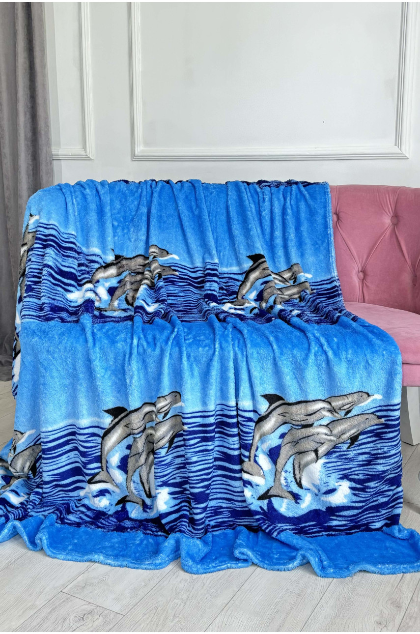 Плед голубого цвета с принтом размер 180*220 187662 Плед голубого цвета с принтом размер 180*220 187662