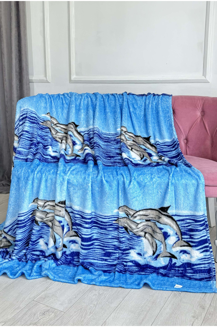 Плед голубого цвета с принтом размер 180*220 187662 Плед голубого цвета с принтом размер 180*220 187662