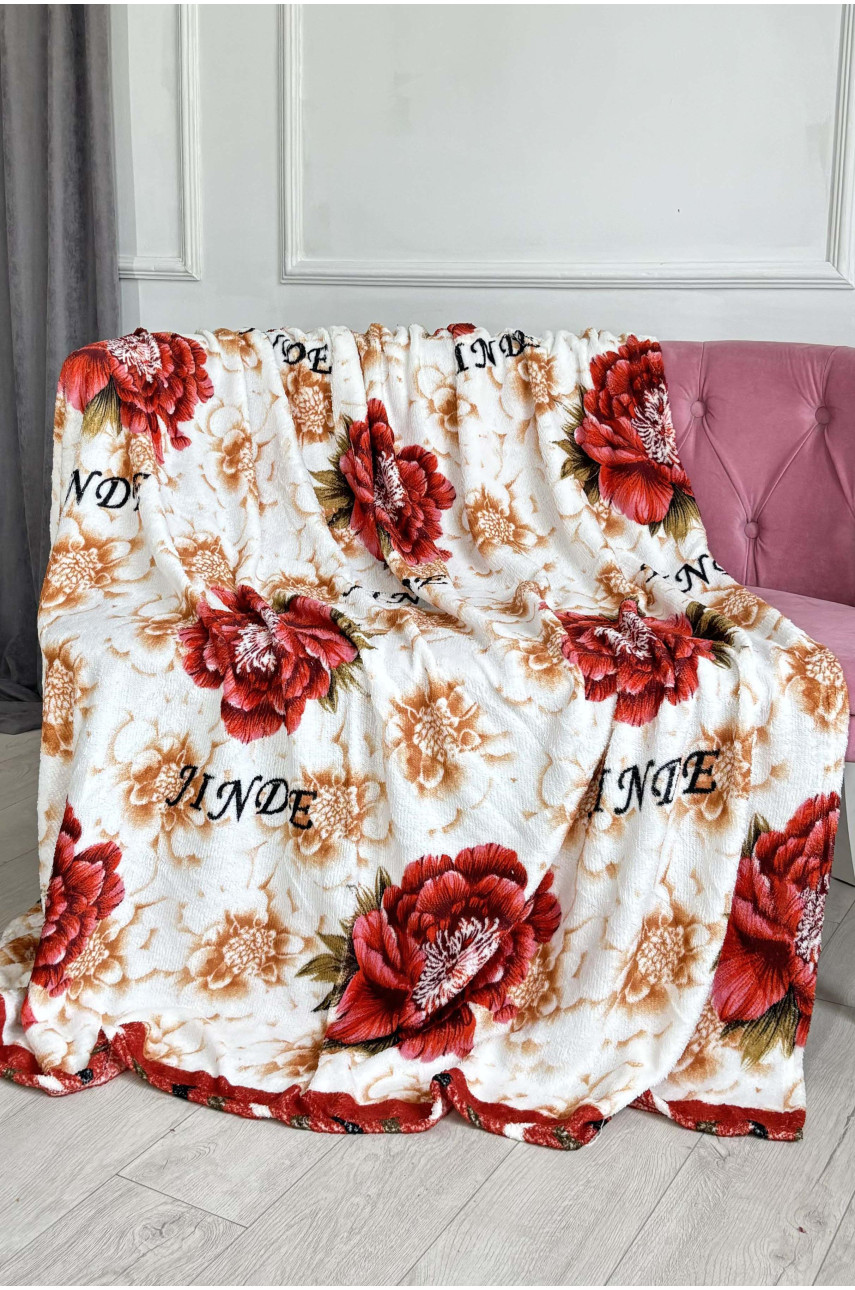 Плед белого цвета с принтом размер 180*220 187663