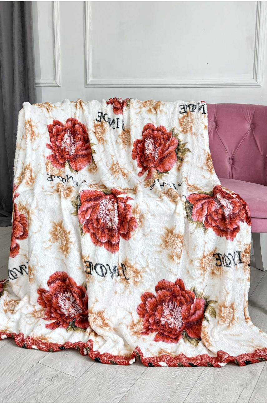 Плед белого цвета с принтом размер 180*220 187663