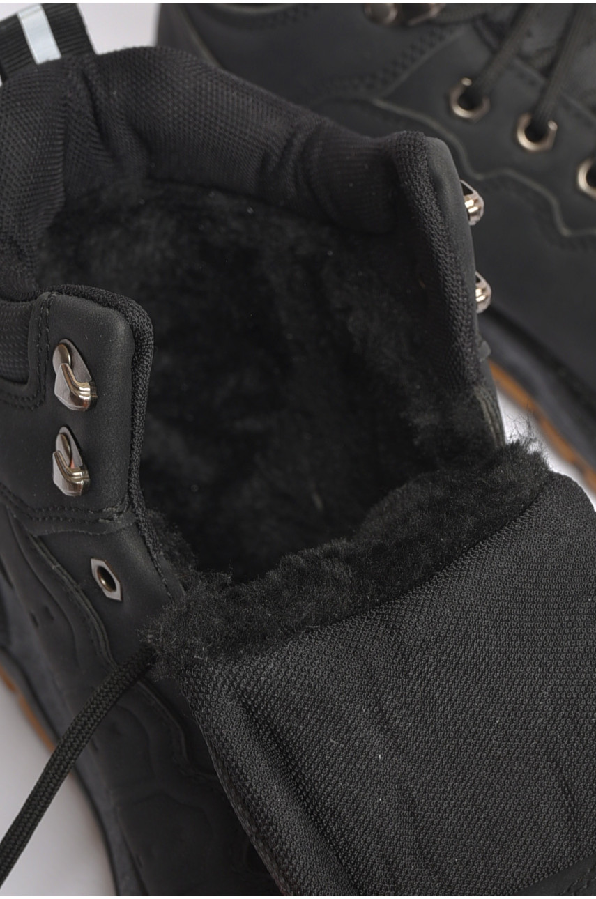 Ботинки мужские зимние на меху черного цвета YB10601-1 187712