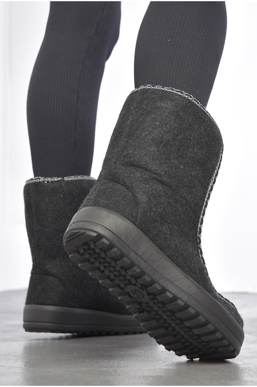 Бурки женские на меху черно-серого цвета 20 187722