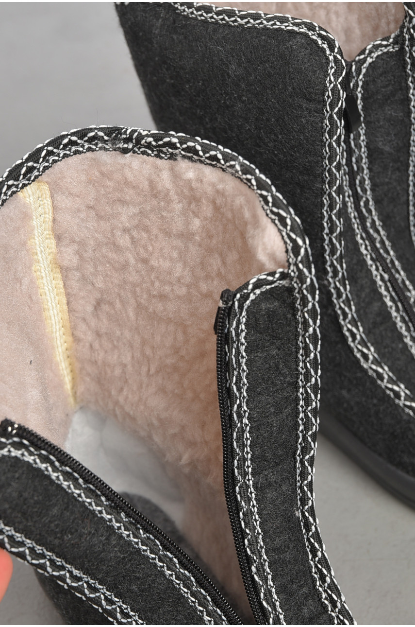 Бурки женские на меху черно-серого цвета 20 187722